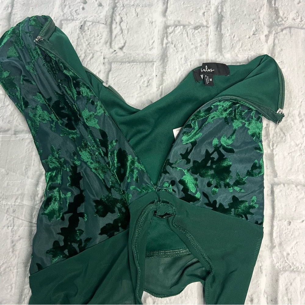 Lulus Iconic Beauty Emerald Green Velvet Floral Strapless Bodysuit - Picture 6 of 10